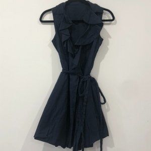 Navy Ruffled Wrap Dress